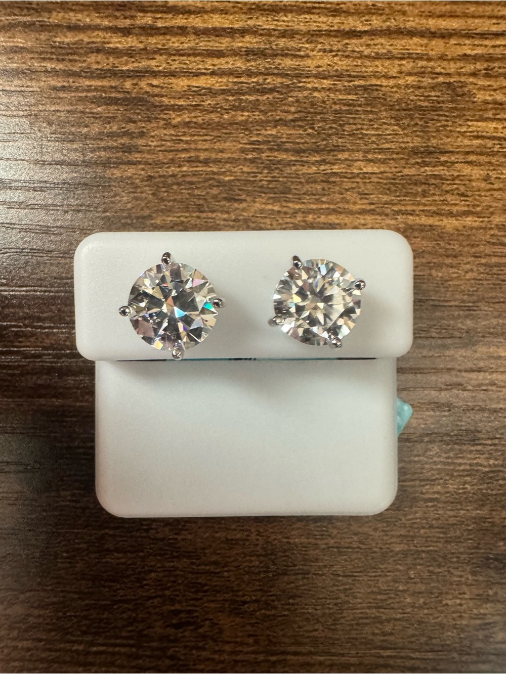 Round 6.0 ct Moissanite Stud Earrings - Sparkling Silver Tone